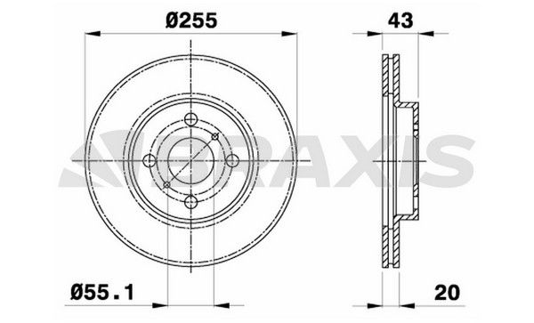 BRAXIS Ön Fren Diski Havalı 255Mm