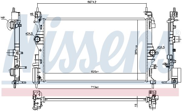 NISSENS Motor Su Radyatörü Brazıng 16 Mm