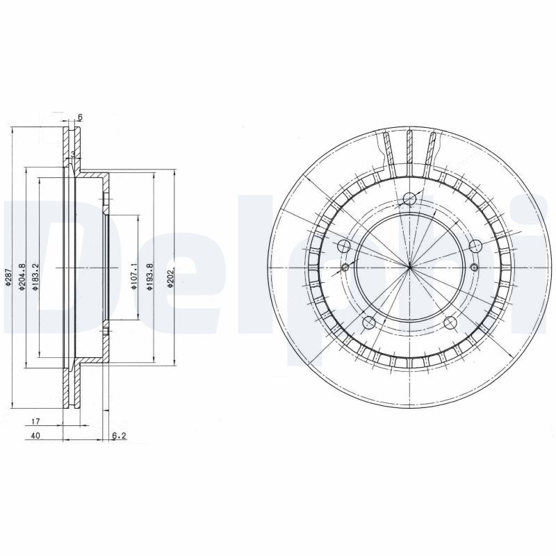 DELPHI Ön Fren Diski Havalı 287 5