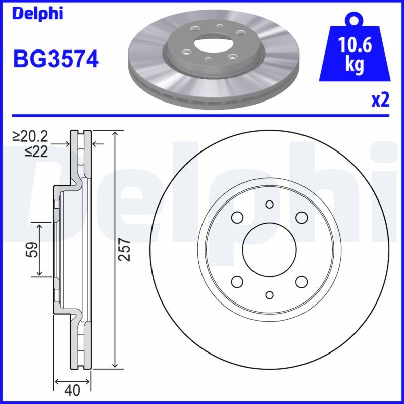 DELPHI Ön Fren Diski Havalı 257Mm