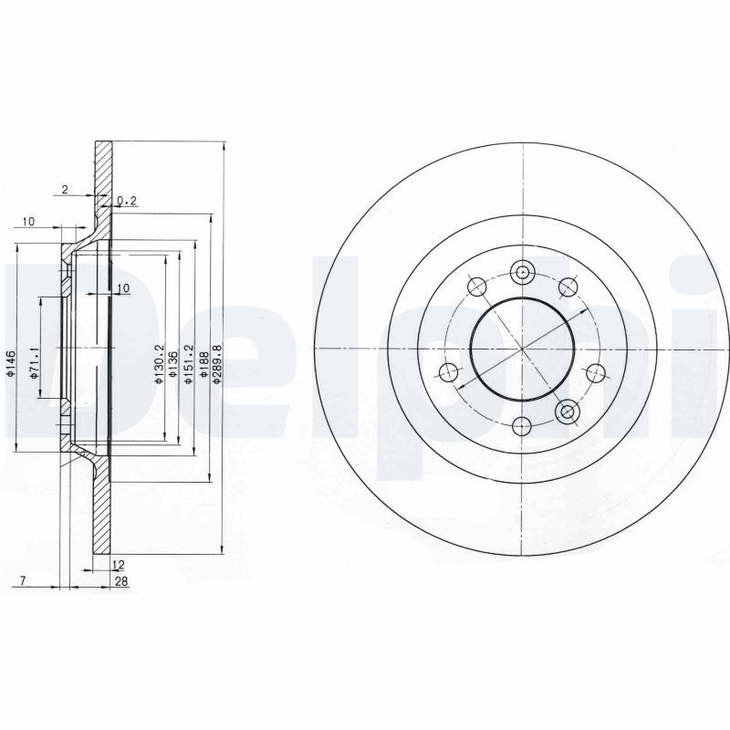 DELPHI Arka Fren Diski Düz 290 Mm