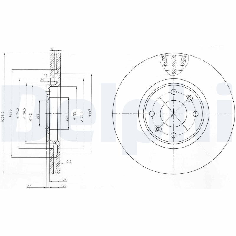 DELPHI Ön Fren Diski Havalı Ø302