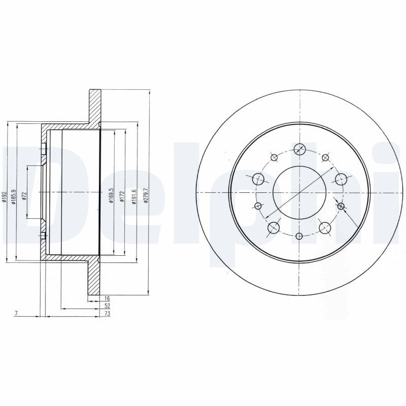 DELPHI Arka Fren Diski Düz 280Mm