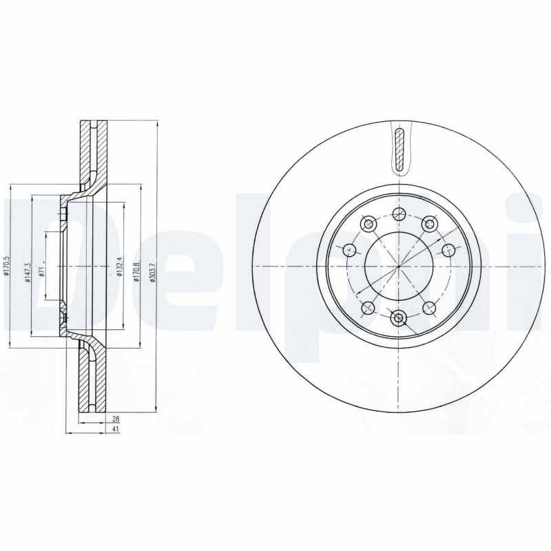 DELPHI Ön Fren Diski Havalı 304Mm