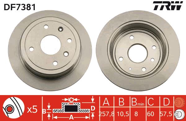 TRW Arka Fren Diski Düz 258mm Takım