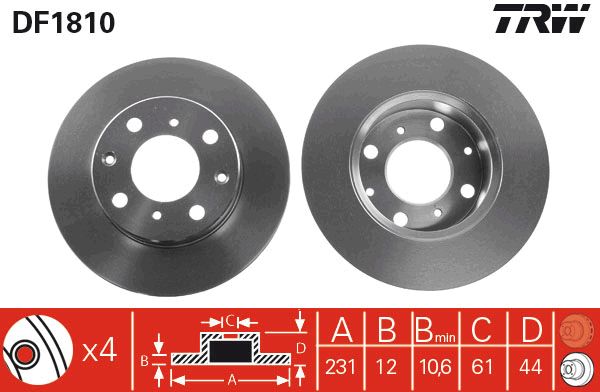 TRW Ön Fren Diski 231.4mm