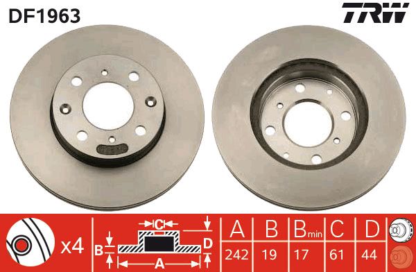 TRW Ön Fren Diski Havalı 242.4mm