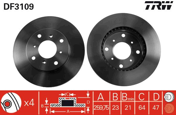 TRW Ön Fren Diski Havalı 260.4mm Takım