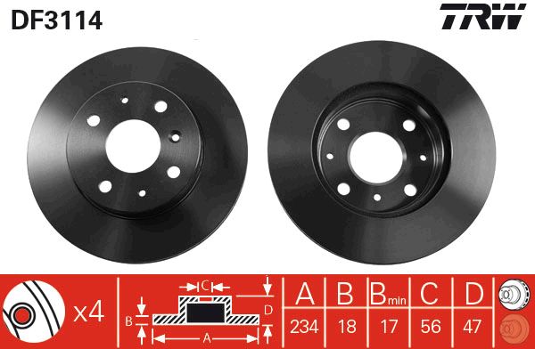 TRW Ön Fren Diski Havalı 234.4mm