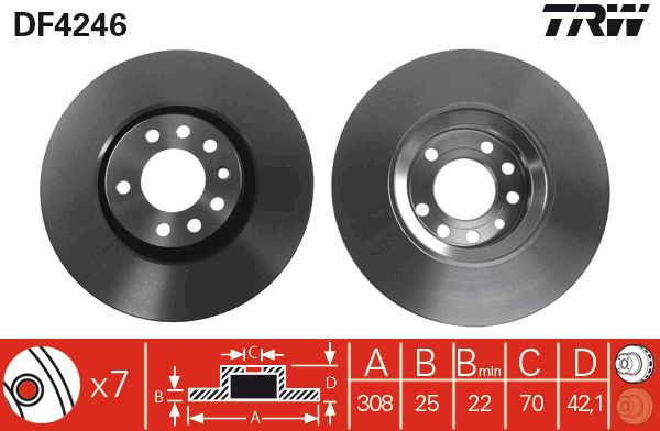 TRW Ön Fren Diski Havalı 308mm Takım