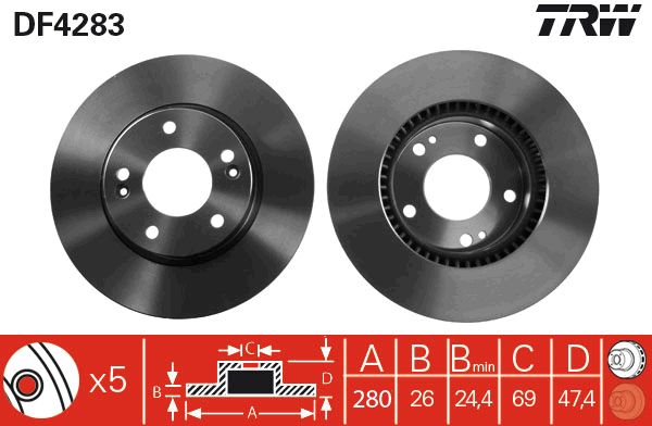 TRW Ön Fren Diski Havalı 280.5mm Takım