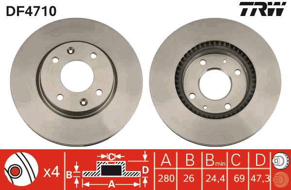 TRW Ön Fren Diski Havalı 280.4mm Takım