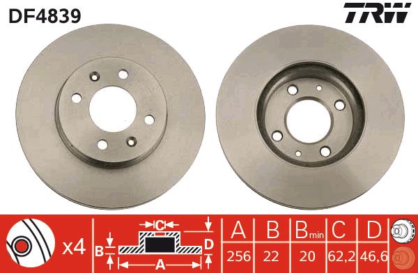 TRW Ön Fren Diski Havalı 256.4mm Takım