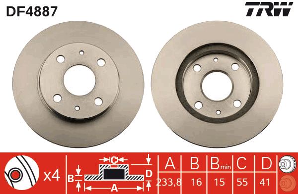 TRW Ön Fren Diski Havalı 234.4mm Takım