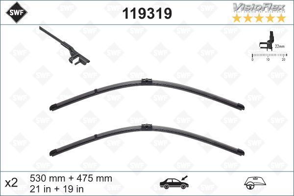 SWF Ön Cam Silecek Süpürgesi Takım 530-475mm