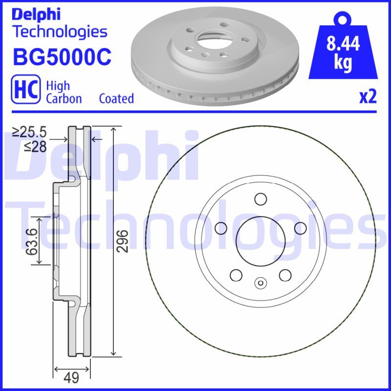 DELPHI Ön Fren Diski Takım 16 Jant BG5000C