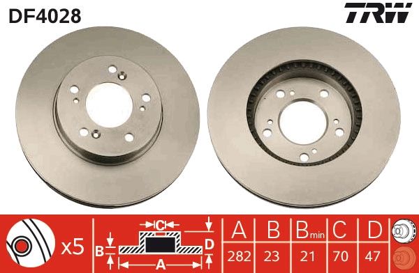 TRW Ön Fren Diski Havalı 282.5mm Takım DF4028