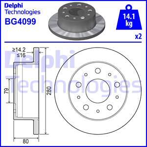 DELPHI Arka Fren Diski 280mm Takım